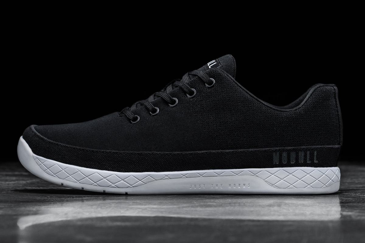 Nobull Canvas Men\'s Trainers Black White | Australia (CK2497)